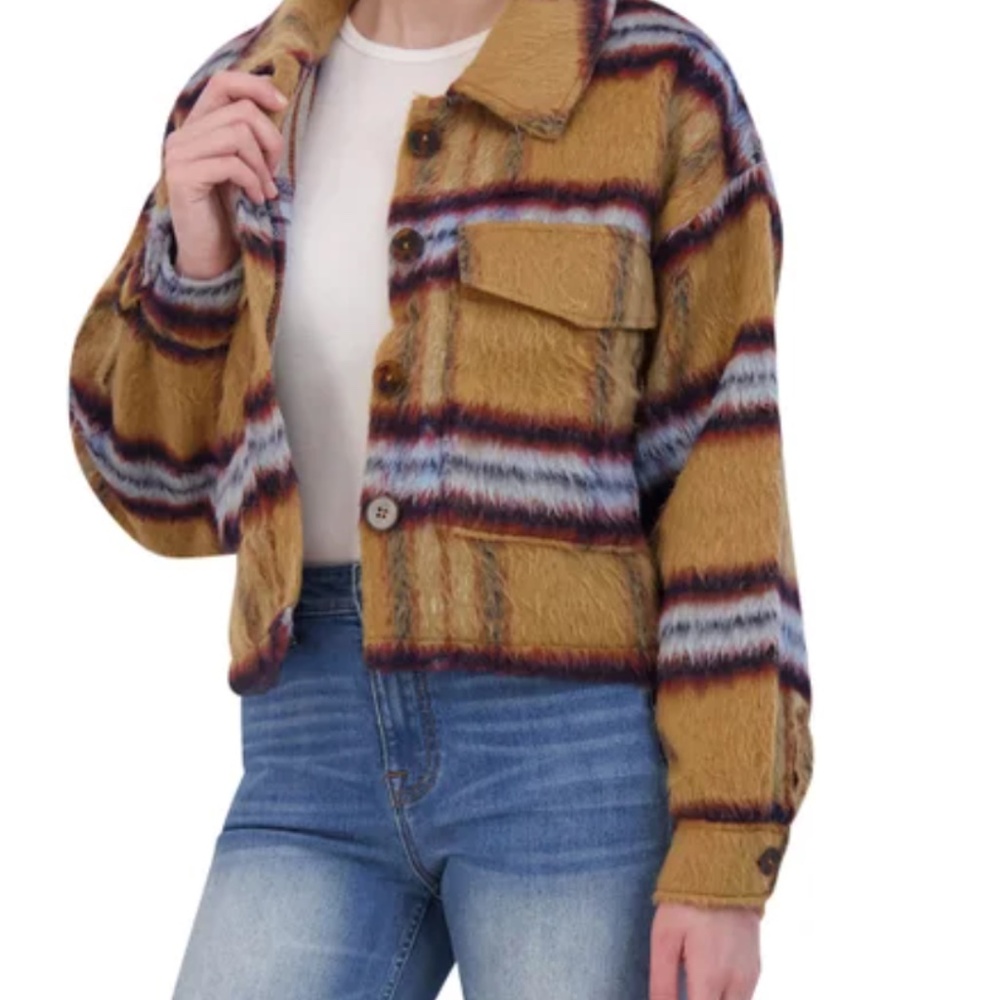 Vigoss Ladies' Brushed Plaid Crop Jacket